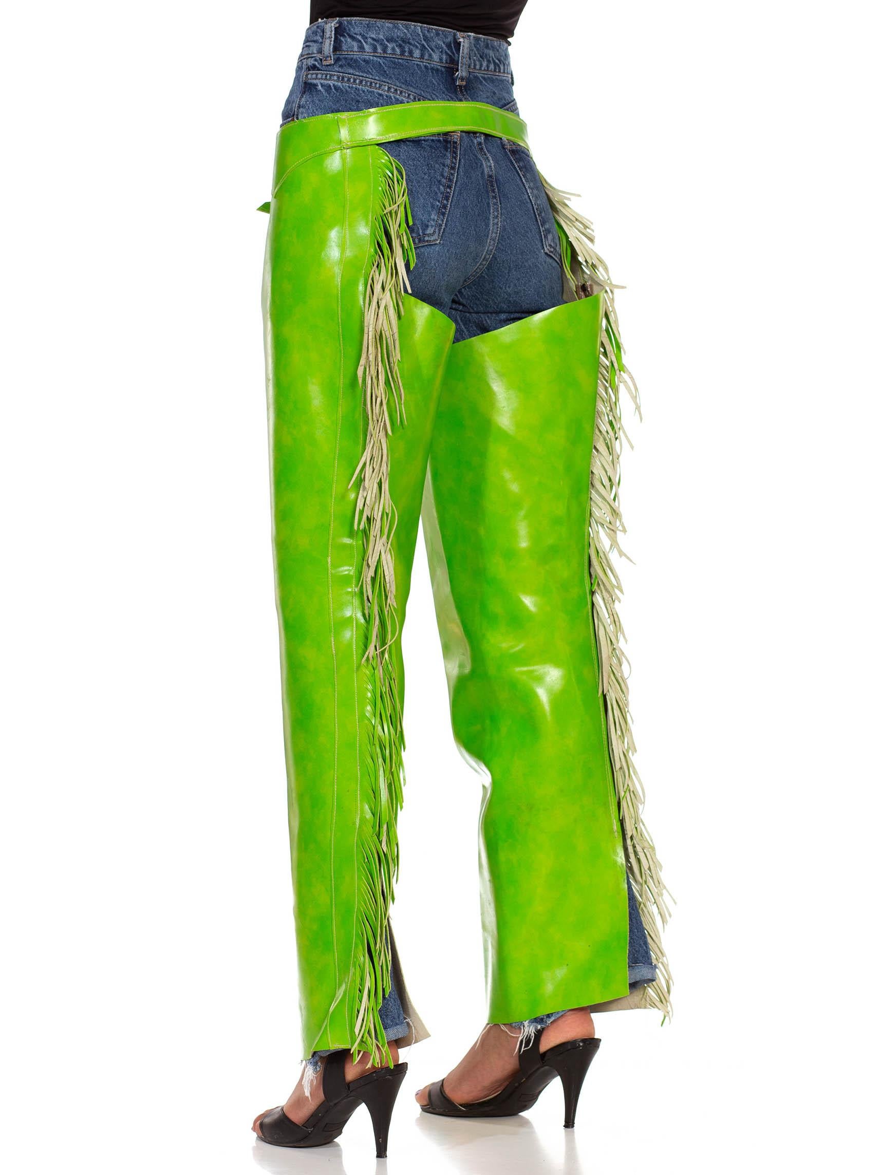 Women's or Men's 1990S Lime Green Western Style & Fringe Chaps