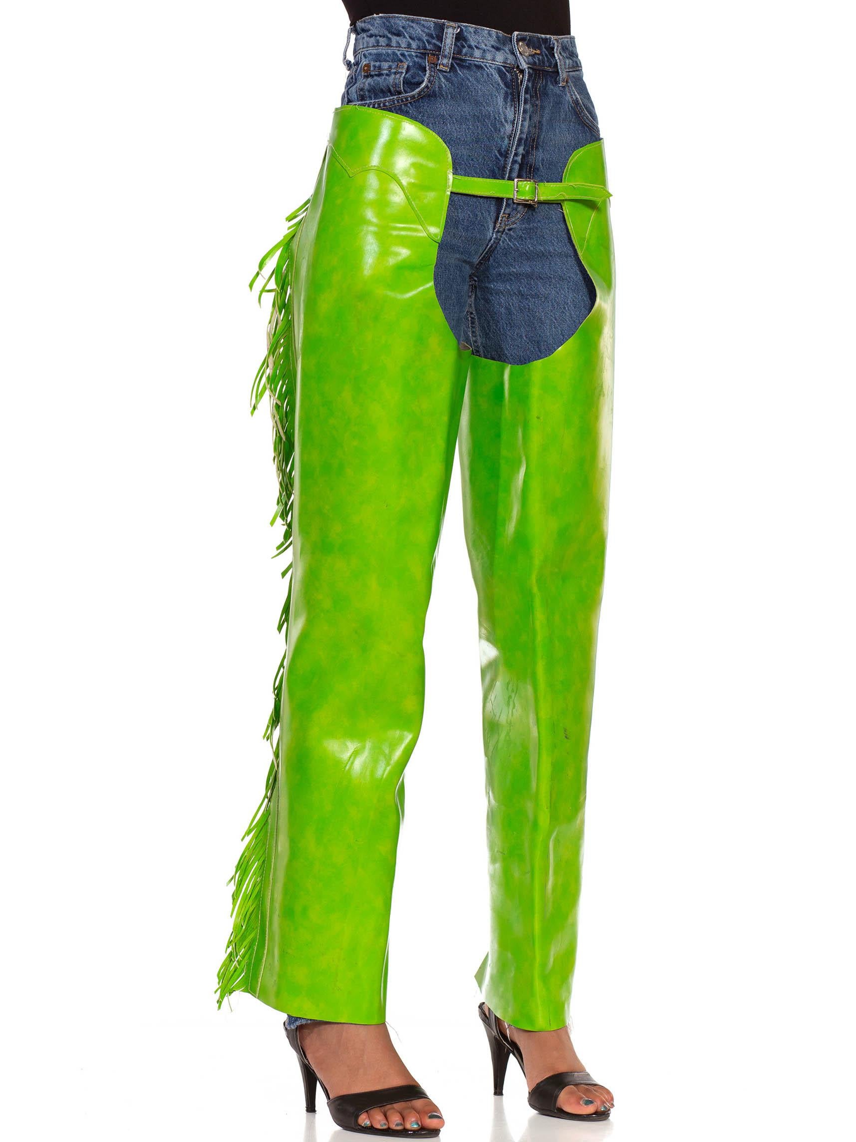 1990S Lime Green Western Style & Fringe Chaps 3