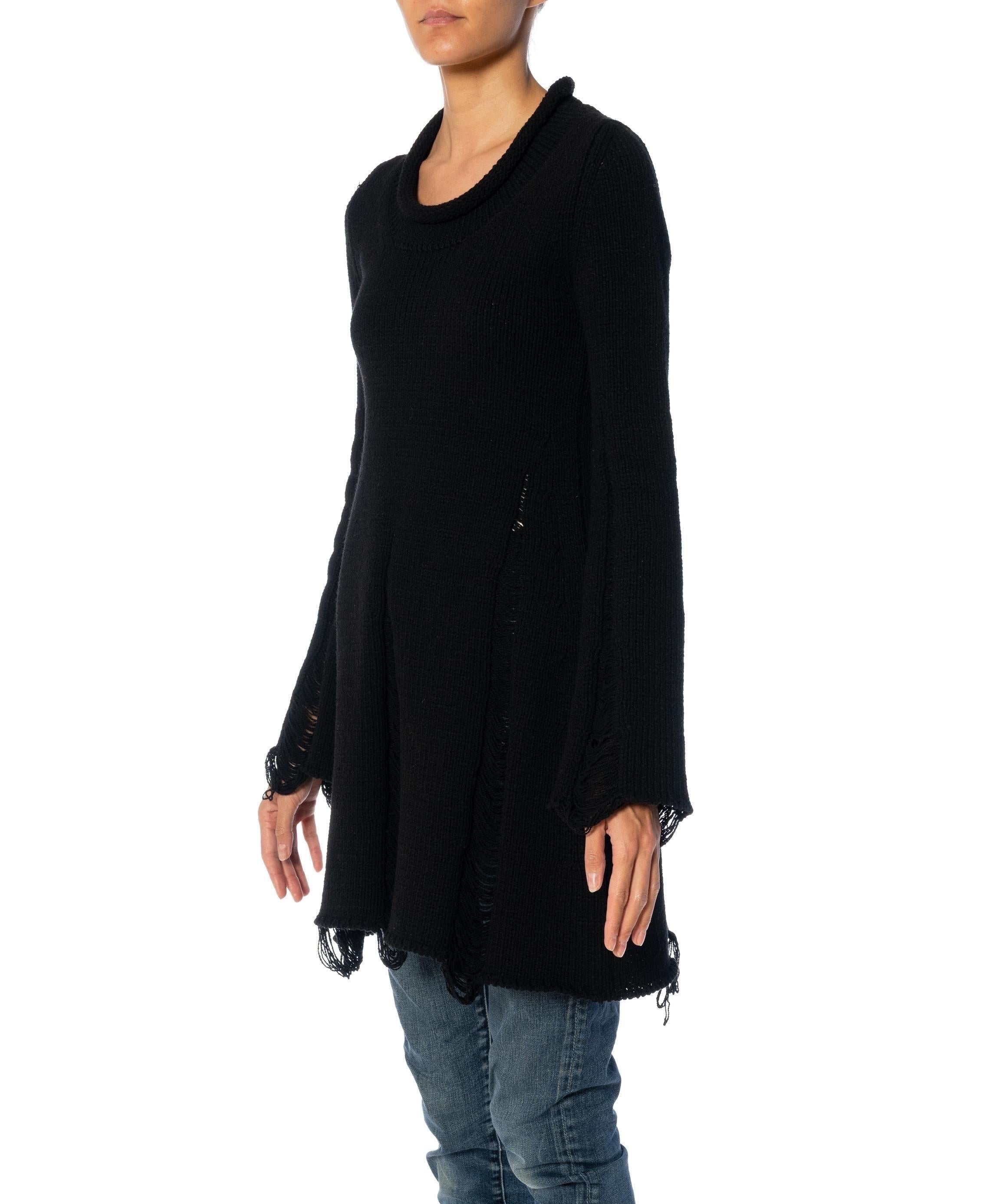 1990er LIMI Schwarzes Pulloverkleid aus Wolle und Poly-Strick im Distressed-Stil im Angebot 5