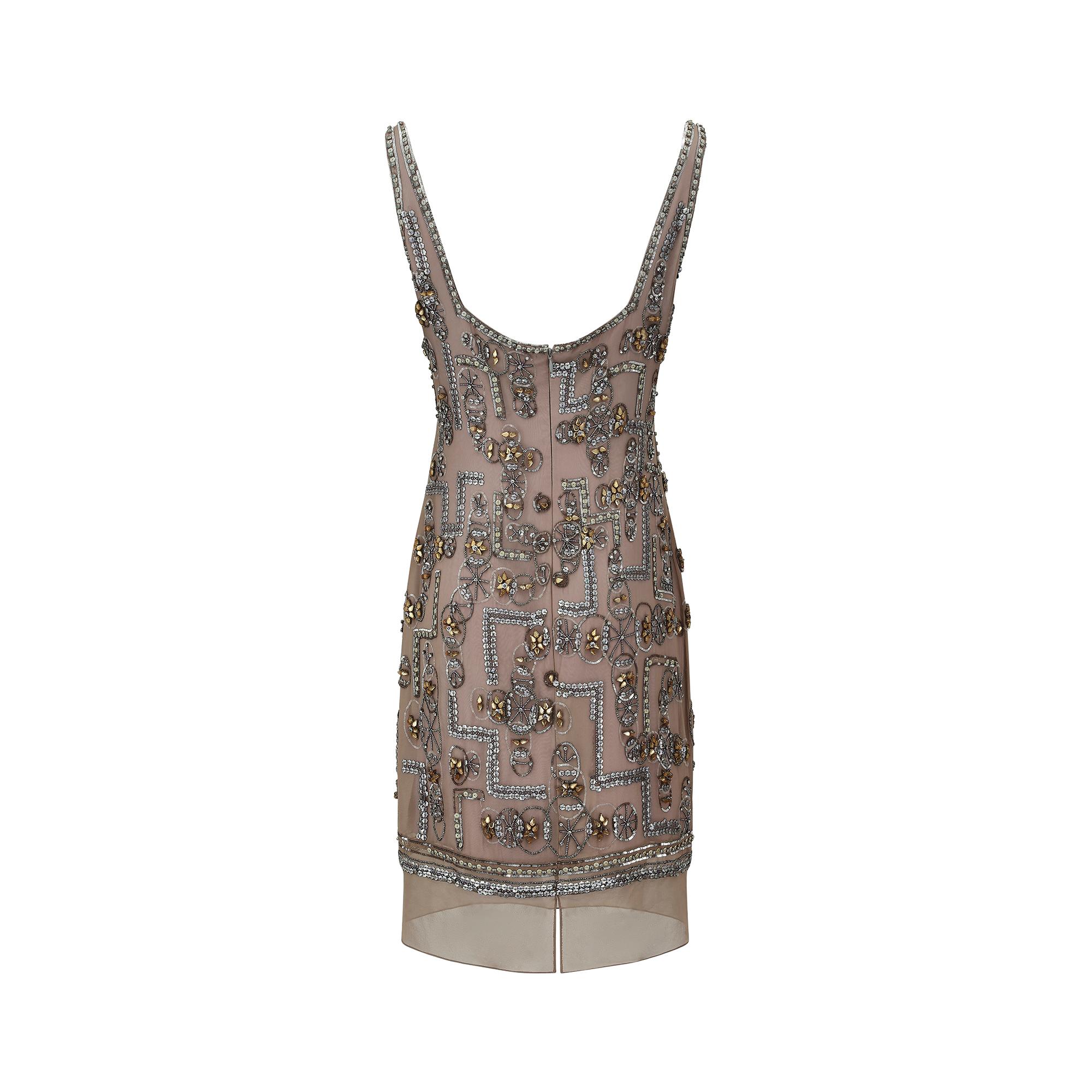 1990s Lindka Cierach Couture Beaded Shift Dress In Excellent Condition For Sale In London, GB