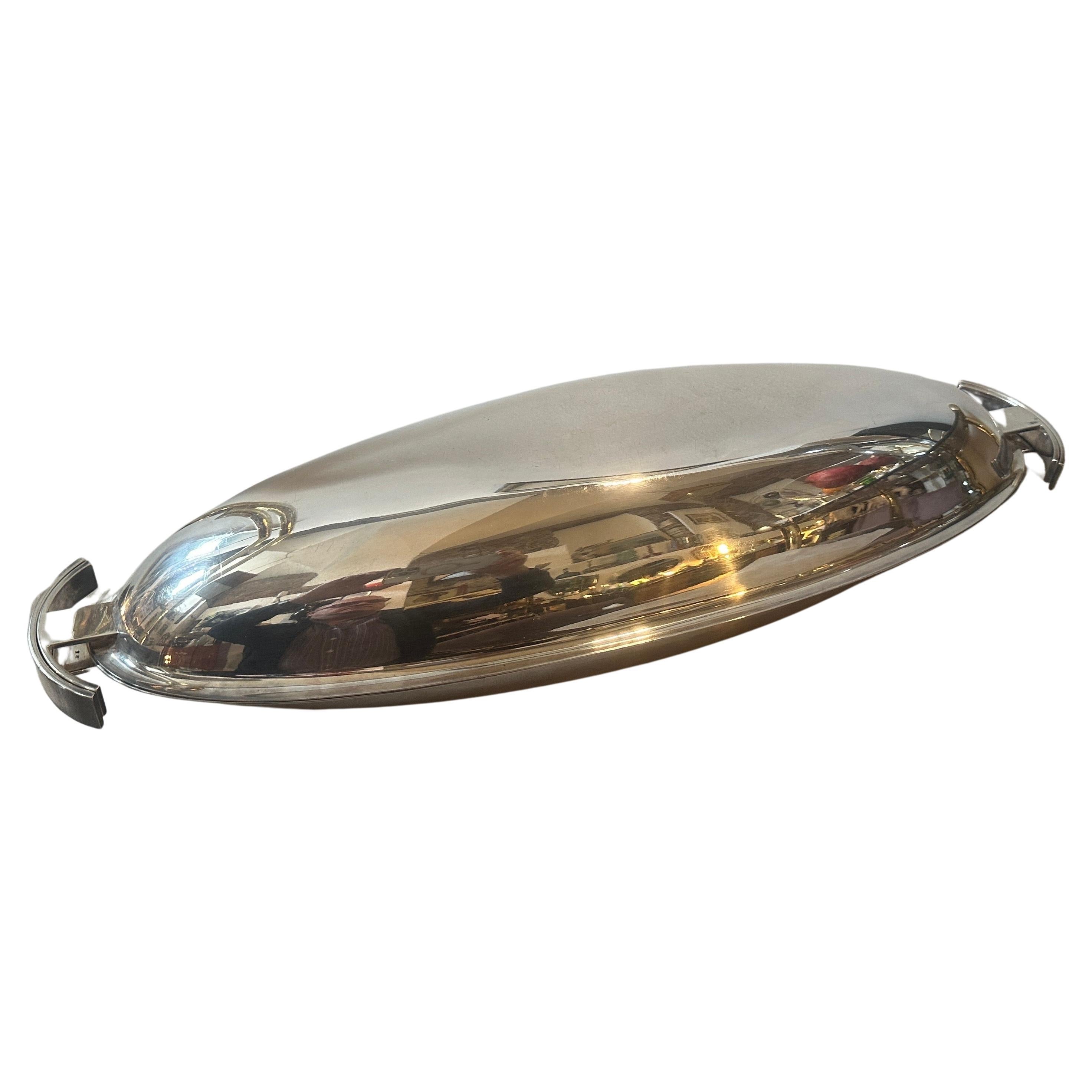1990er Jahre Lino Modernist Silver Plated Fish Bowl Design von Lino Sabattini (Moderne) im Angebot