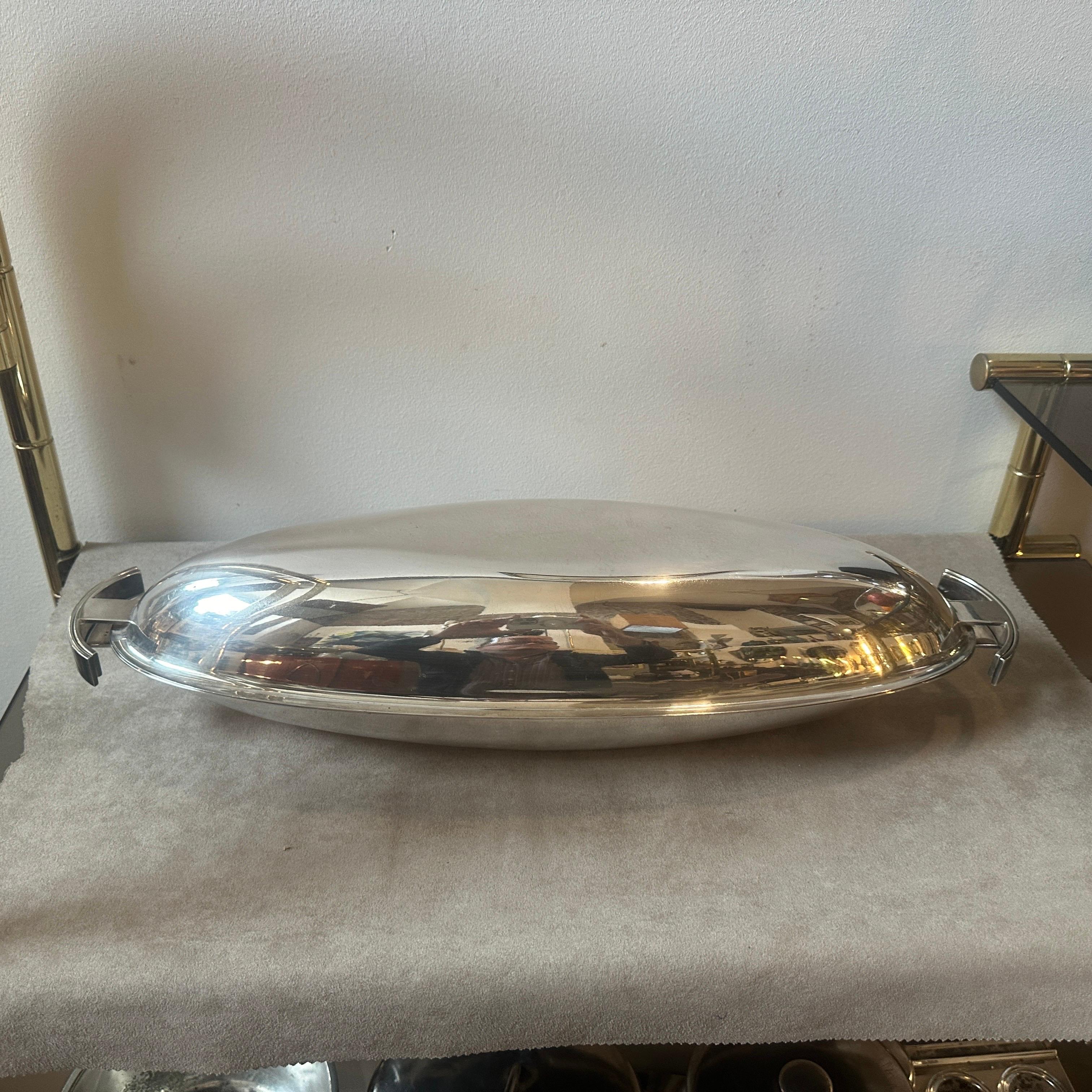 1990er Jahre Lino Modernist Silver Plated Fish Bowl Design von Lino Sabattini (20. Jahrhundert) im Angebot