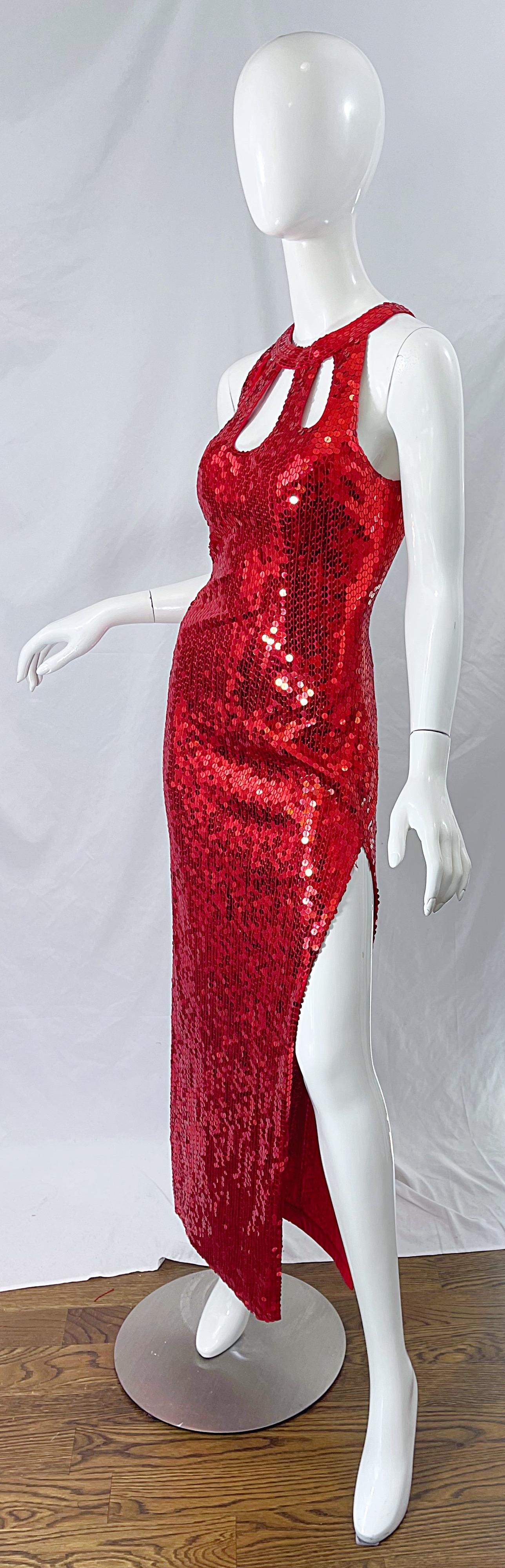 bright red sequin dress