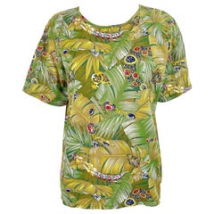 1990s Loewe Novelty Jewels Charms Leaf Print Size Large Tee Cotton T - Shirt