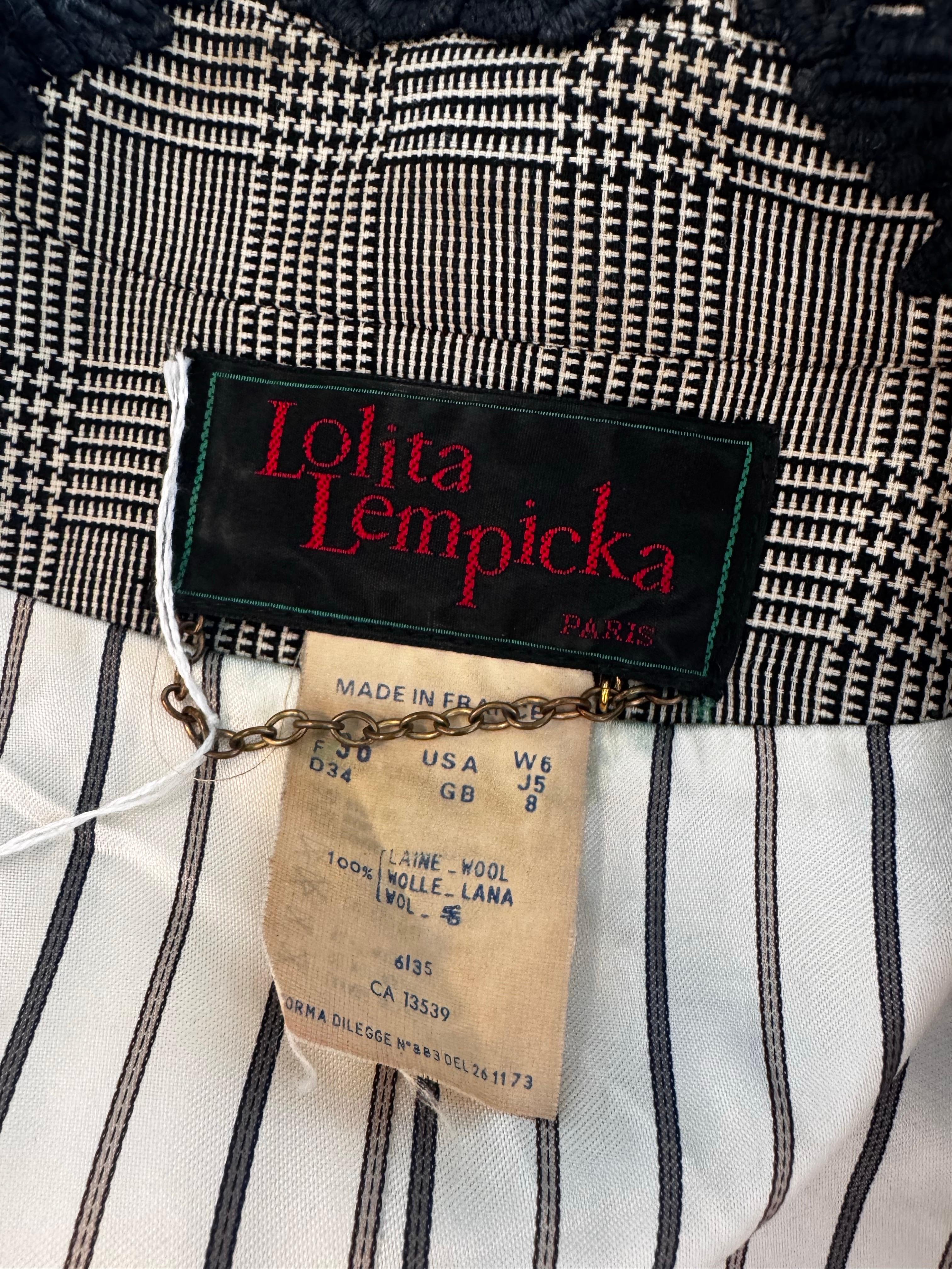 1990er Lolita Lempicka Kostüm aus Wolle mit Hahnentrittmuster und Rock für Damen oder Herren im Angebot