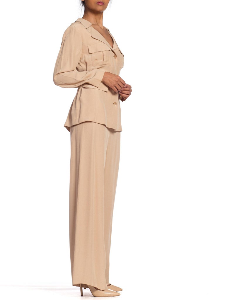 1990s Lolita Lempicka Satin Lined YSL Style Safari Suit at 1stDibs