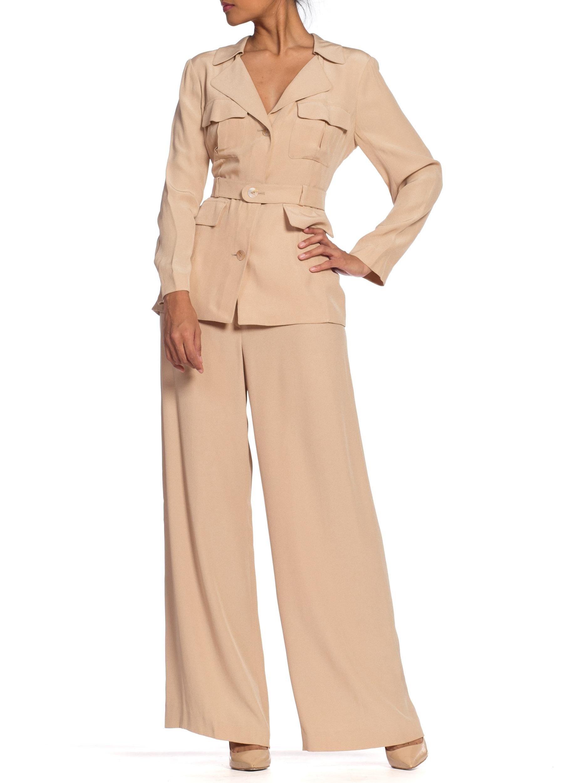 1990s Lolita Lempicka Satin Lined YSL Style Safari Suit In Excellent Condition In New York, NY