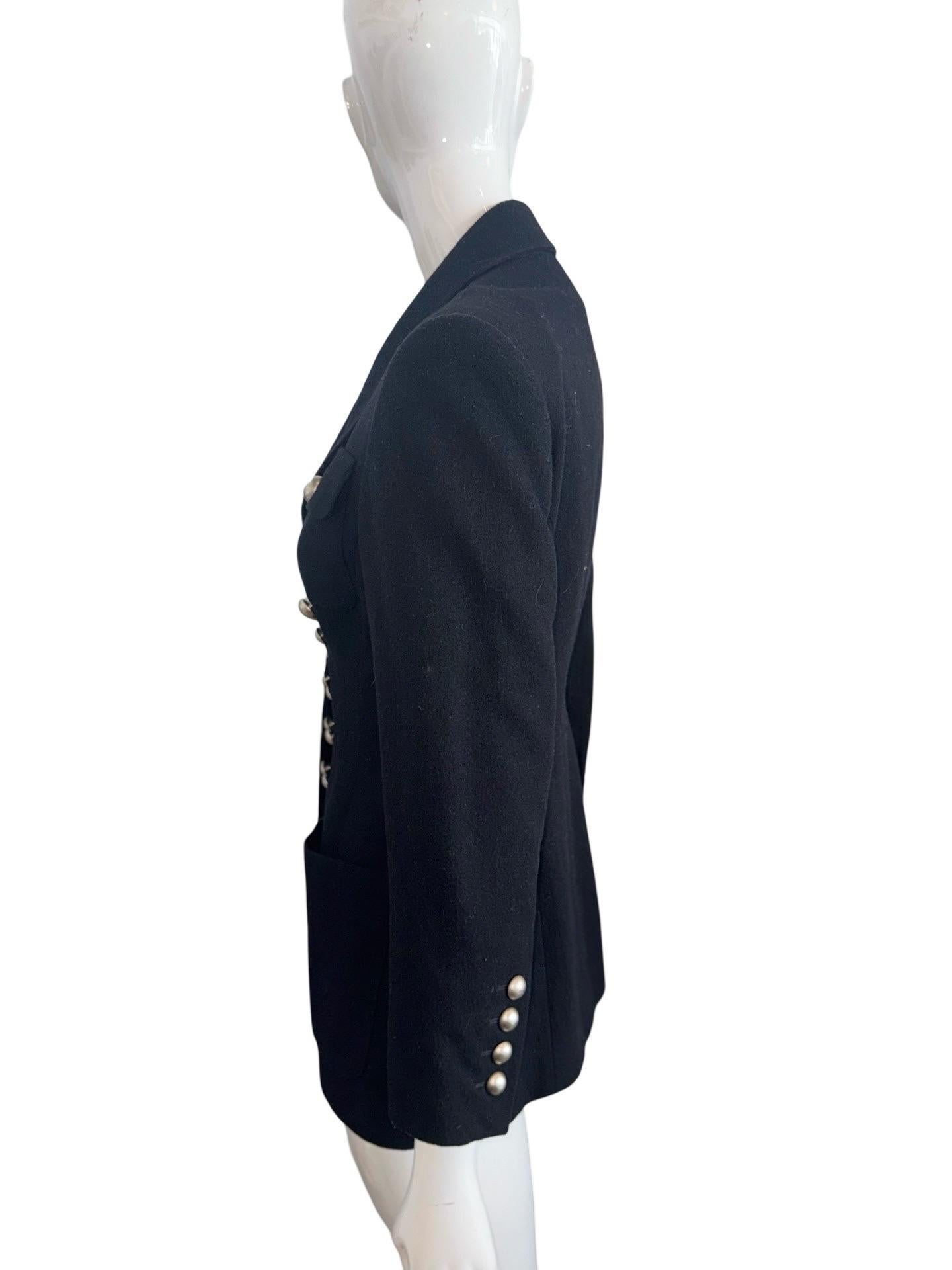 Blazer de lana con botones Lolita Lempicka de los años 90 Negro en venta