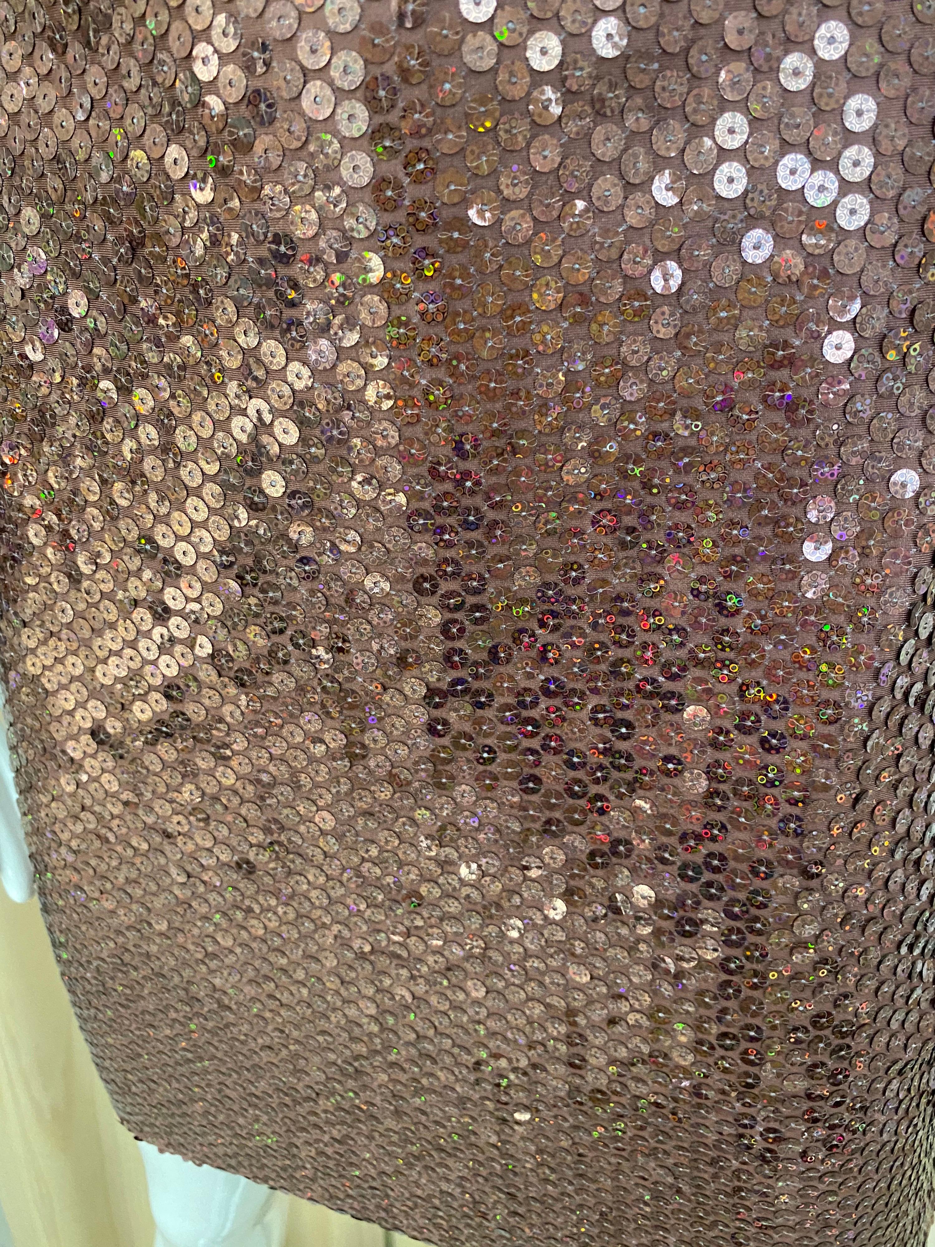 Women's 1990s Loris Azzaro Brown Sequin Strapless Cocktail Dress For Sale
