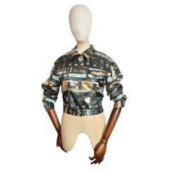 1990's Loud Moschino Cassette Tape Music print Cropped Satin Jacket