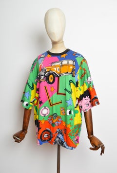 1990's Loud Vintage Gianni Versace Betty Boop Colourful Cartoon Pattern T-Shirt