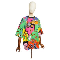 1990's Loud Vintage Gianni Versace Betty Boop Colourful Cartoon Pattern T-Shirt