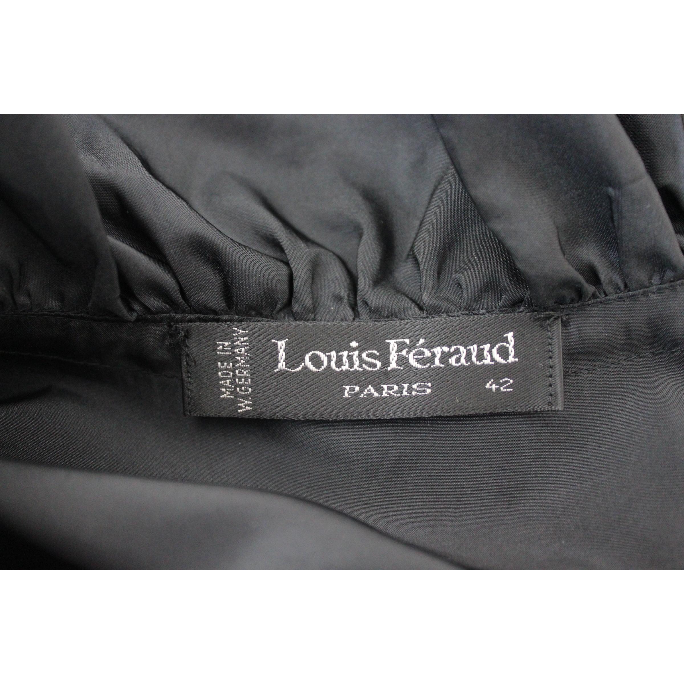 1990s Louis Feraud Black Cerimony Floral Velvet Vintage Long Dress For Sale 4