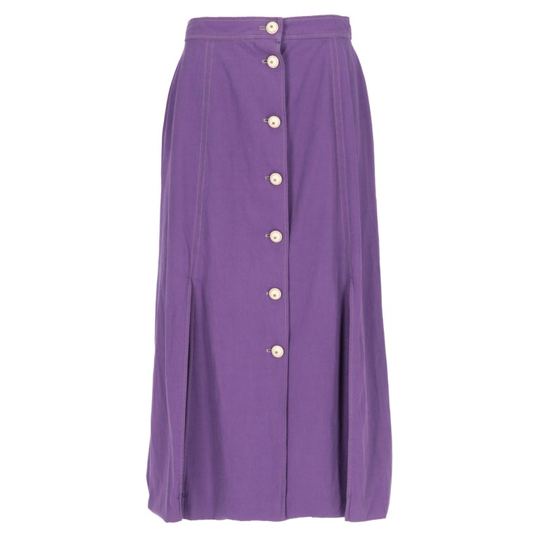 1990s Louis Féraud purple viscose midi skirt For Sale at 1stDibs