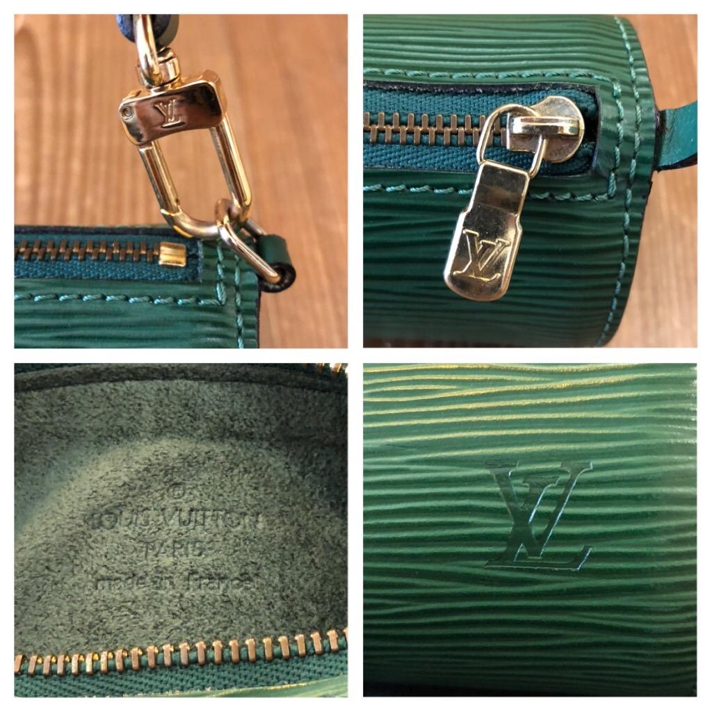 Women's or Men's 1990s LOUIS VUITTON Green Epi Leather Mini Papillon Pouch Handbag