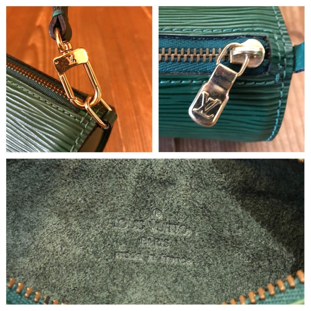 1990s LOUIS VUITTON Green Epi Leather Mini Papillon Pouch Handbag 1
