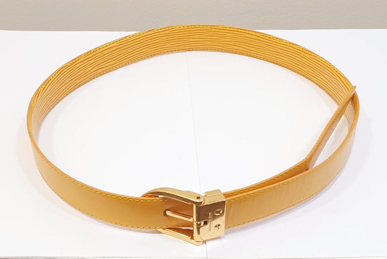 Vintage Louis Vuitton Yellow Epi Leather Ceinture Classique Belt Gold Tone  Hardware