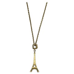1990's Louis Vuitton Yellow Gold and Diamond Eiffel Tower Chain Necklace