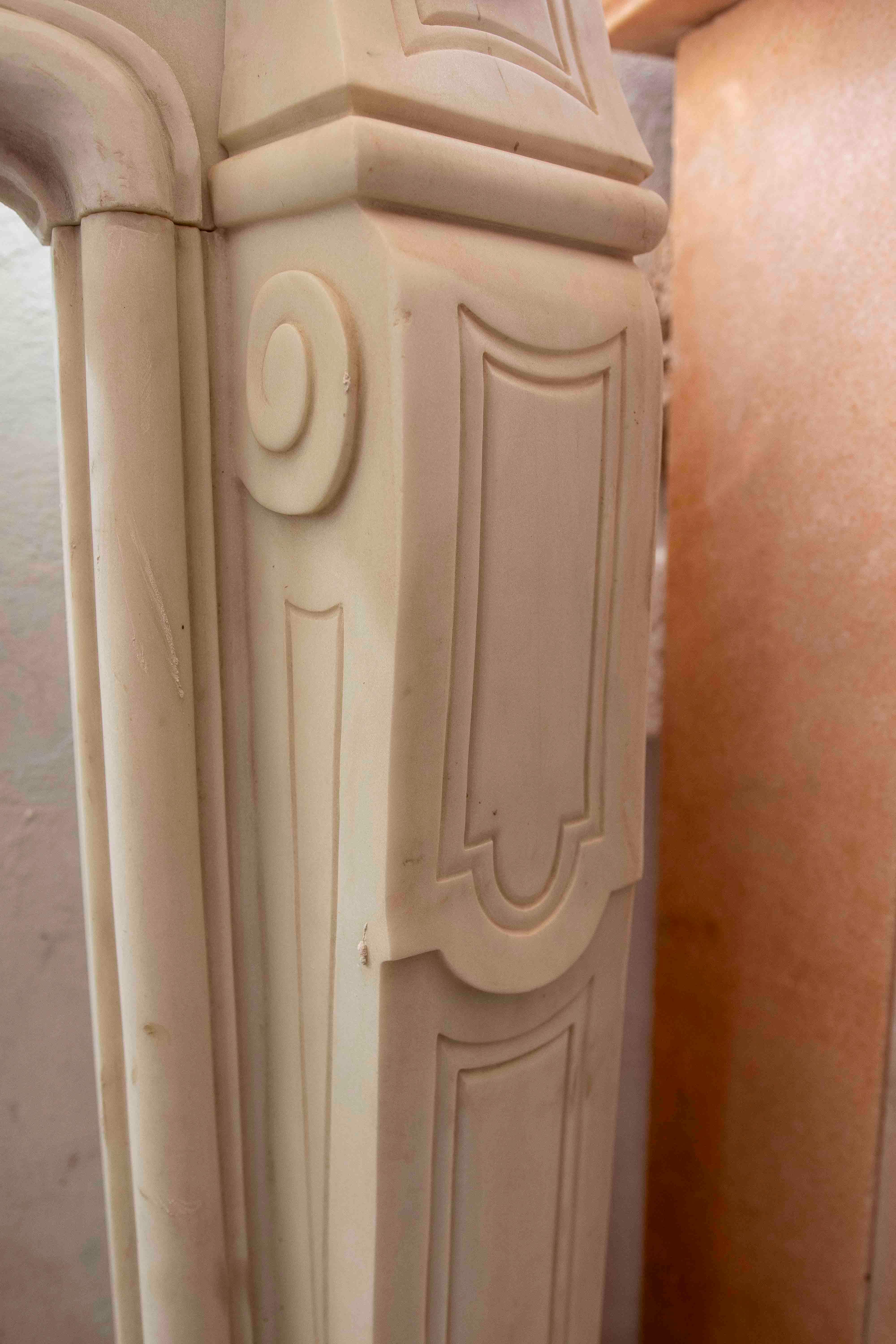 1990s Louis XV Style Carved White Marble Fireplace For Sale 3