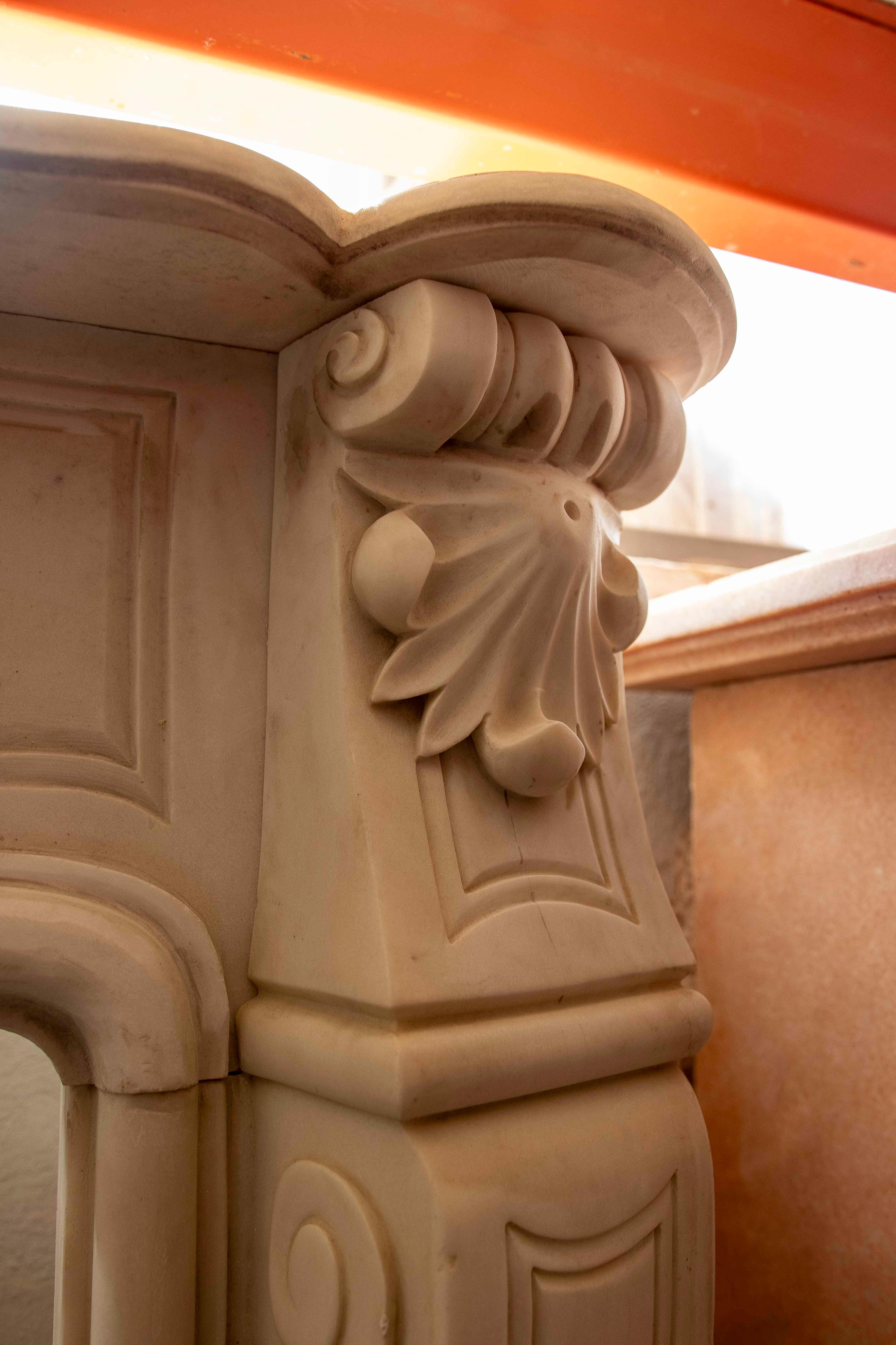 1990s Louis XV Style Carved White Marble Fireplace For Sale 4