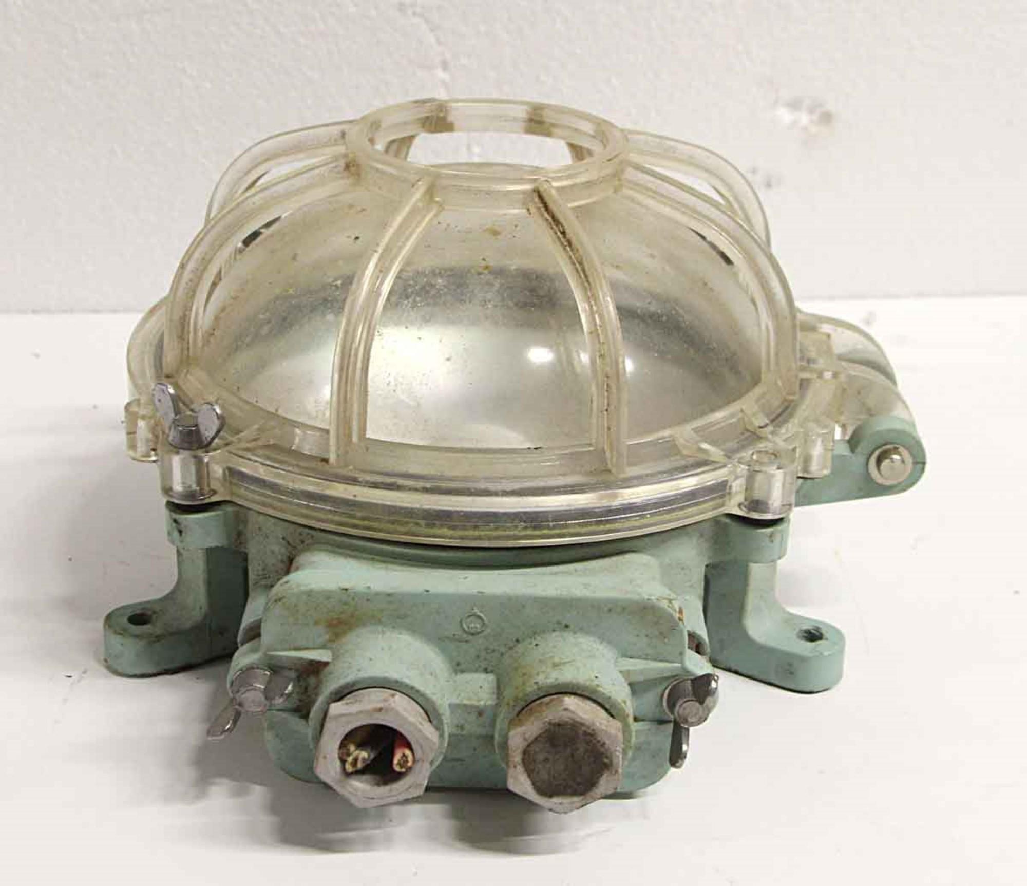 Lucite Green Clear Nautical Industrial Ship Boat Wall Sconce In Good Condition In New York, NY