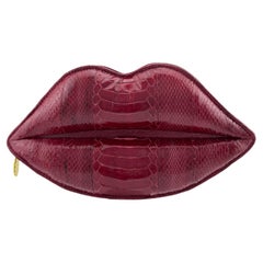 1990s Lulu Guinness Maroon Lip Clutch