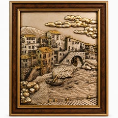 1990s Luxury Italian 925 Silver-Plated Bronze Bas-Relief by Guerrini, Florence