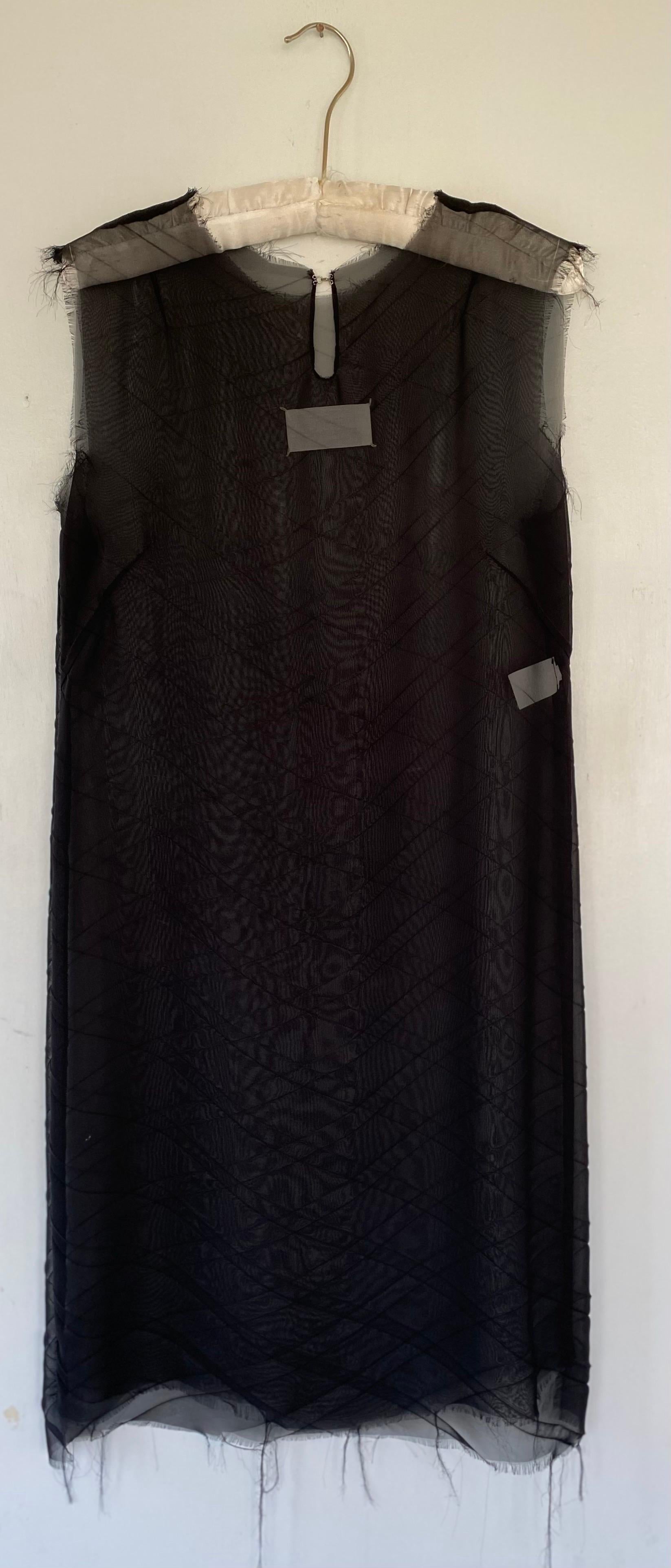 Maison Margiela 1990s Black Sheer Chiffon Dress with Deconstructed Edges  4