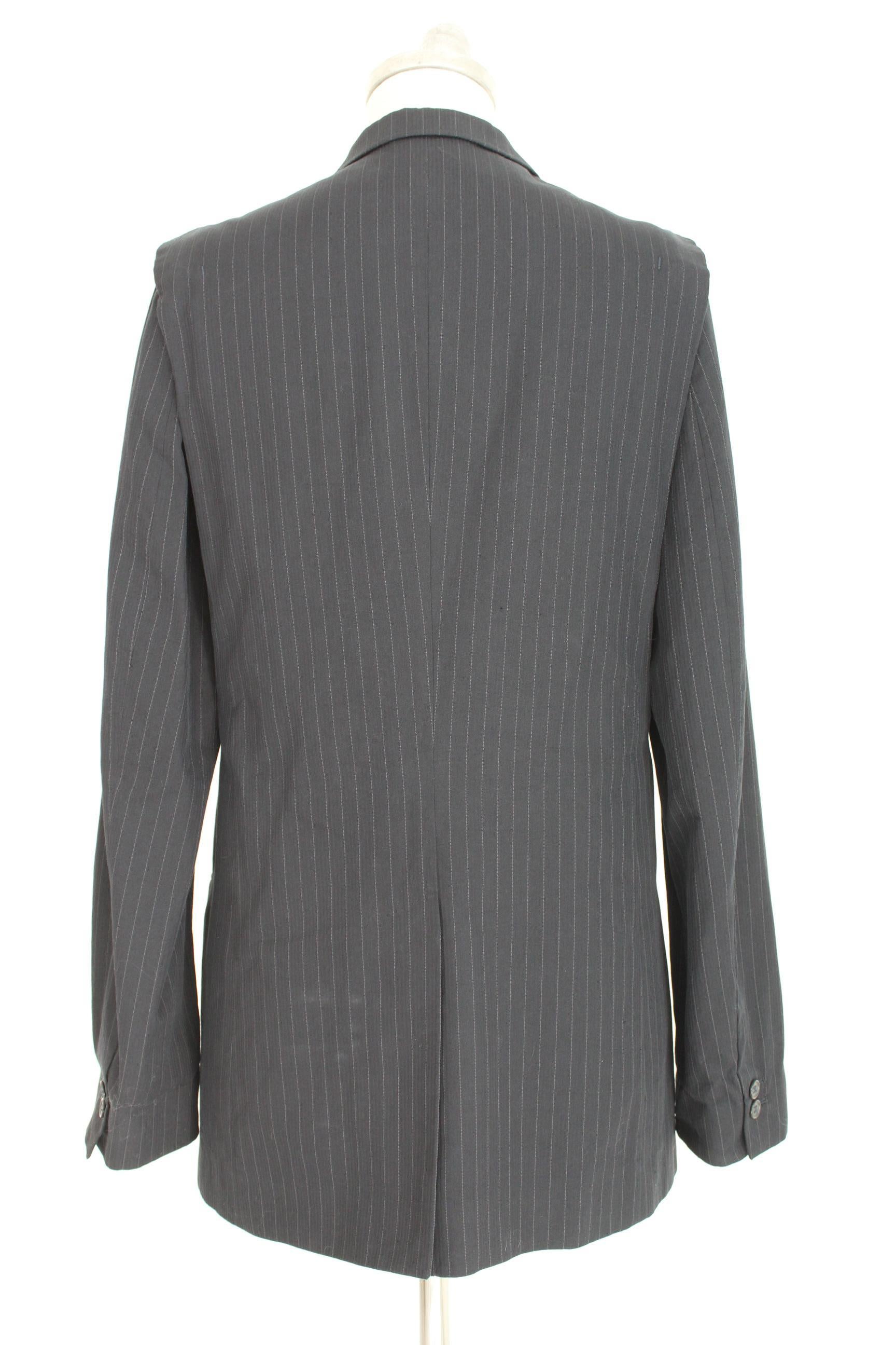 Martin Margiela Blue Gray Cotton Sleeveless Vest Pinstripe Jacket 1990s In Excellent Condition In Brindisi, Bt