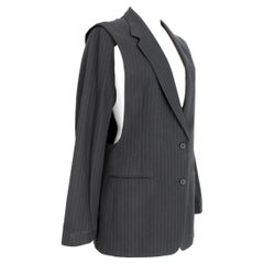 Martin Margiela Blue Gray Cotton Sleeveless Vest Pinstripe Jacket 1990s