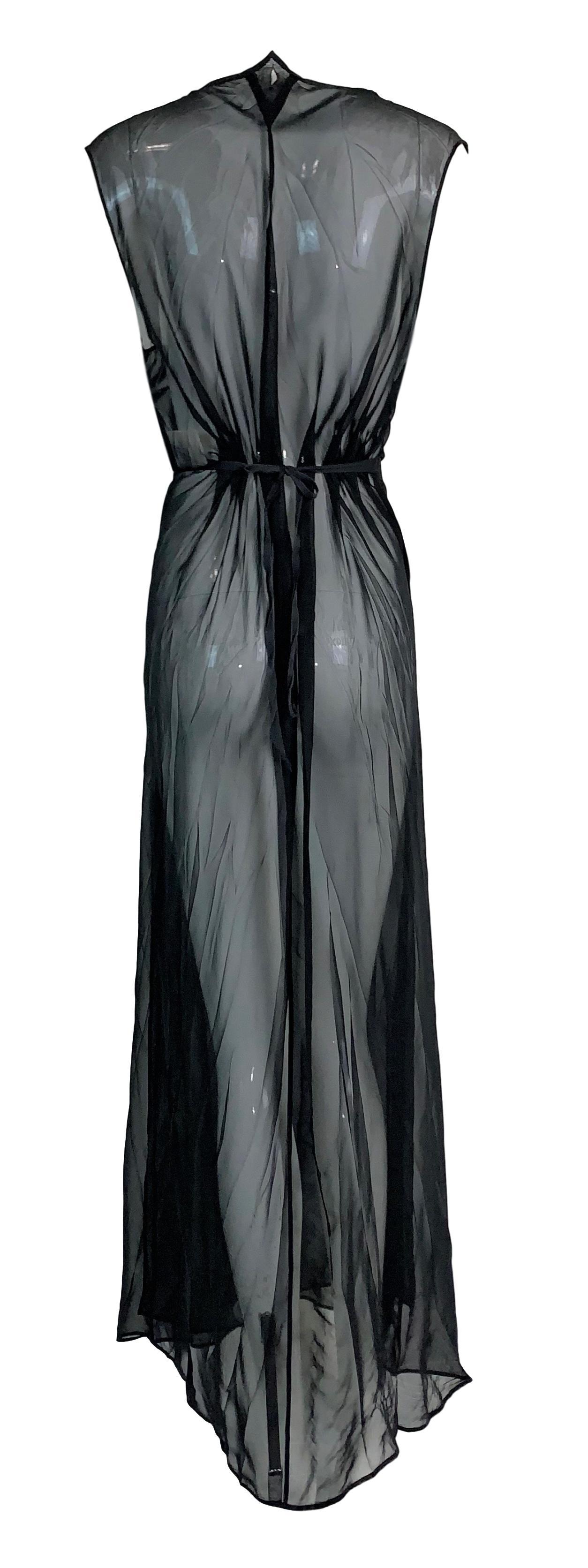 1990's Maison Martin Margiela Sheer Black Wrap Gown Dress In Good Condition In Yukon, OK