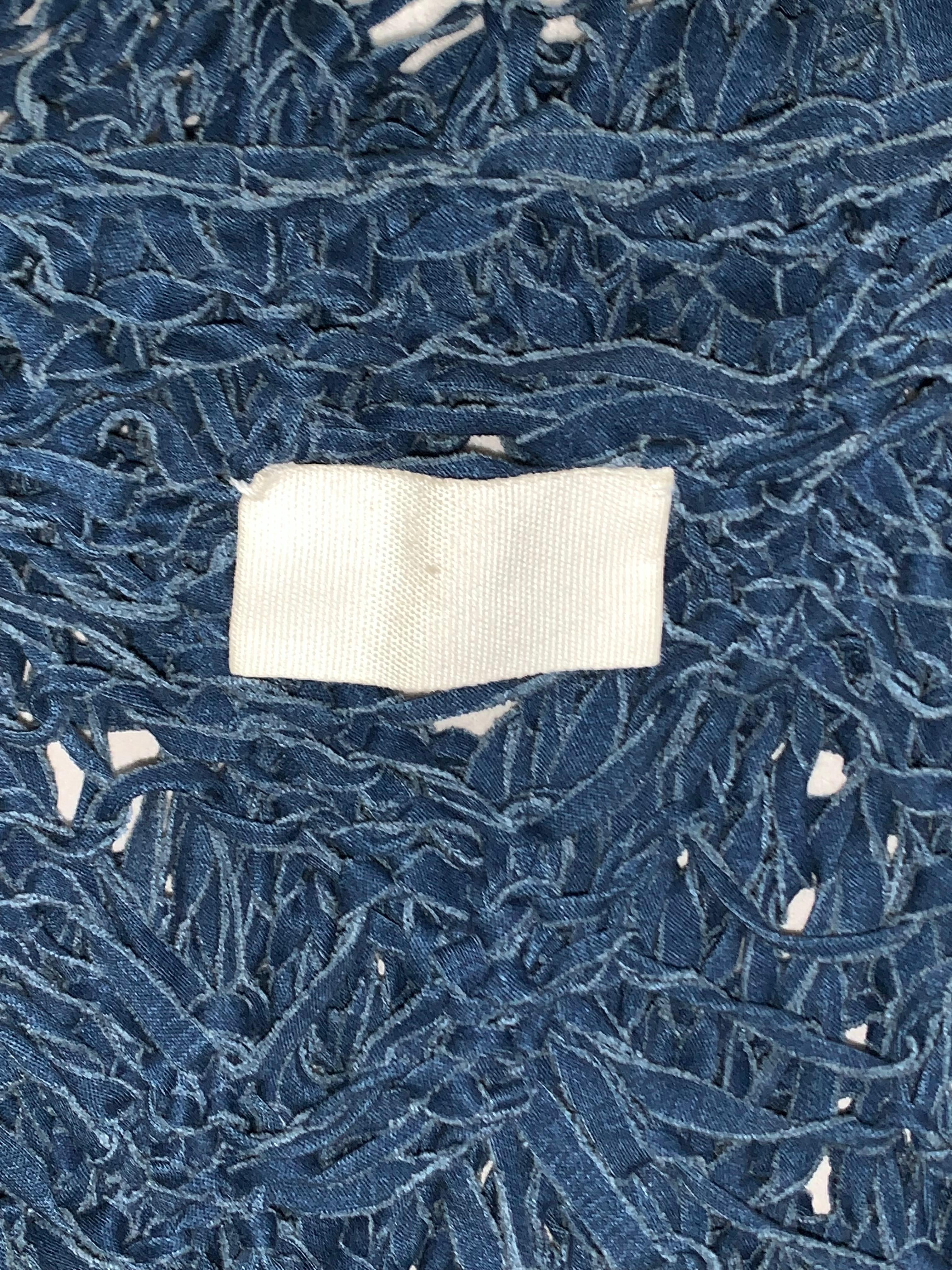 1990's Maison Martin Margiela Sheer Denim Blue Knit Distressed Mini Dress In Good Condition In Yukon, OK
