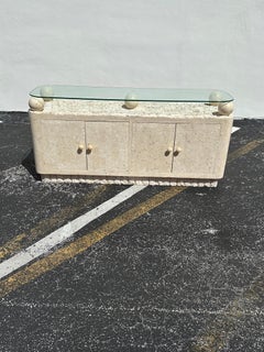 Post-Modern Maitland Smith Style Tessellated Mactan Stone Orb Credenza