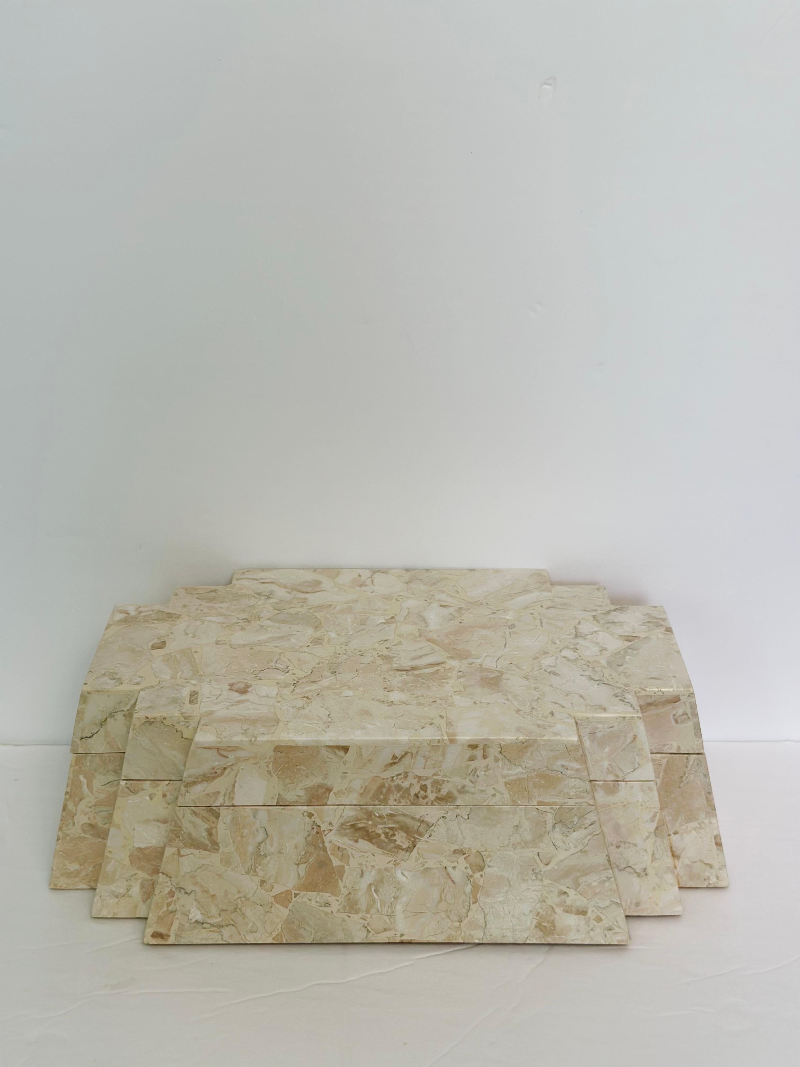 Late 20th Century 1990s Maitland Smith Tessellated Stone Stepped Geometric Design Decorative Box For Sale