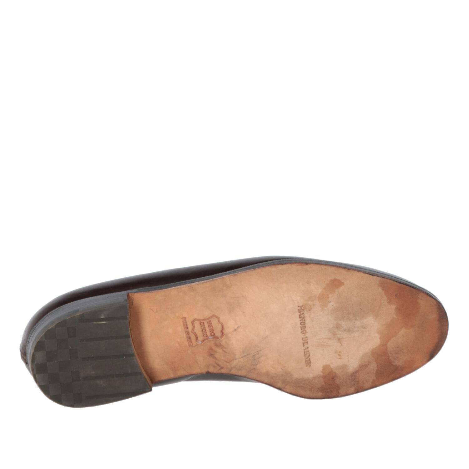 Black 1990s Manolo Blahnik Brown Leather Loafers