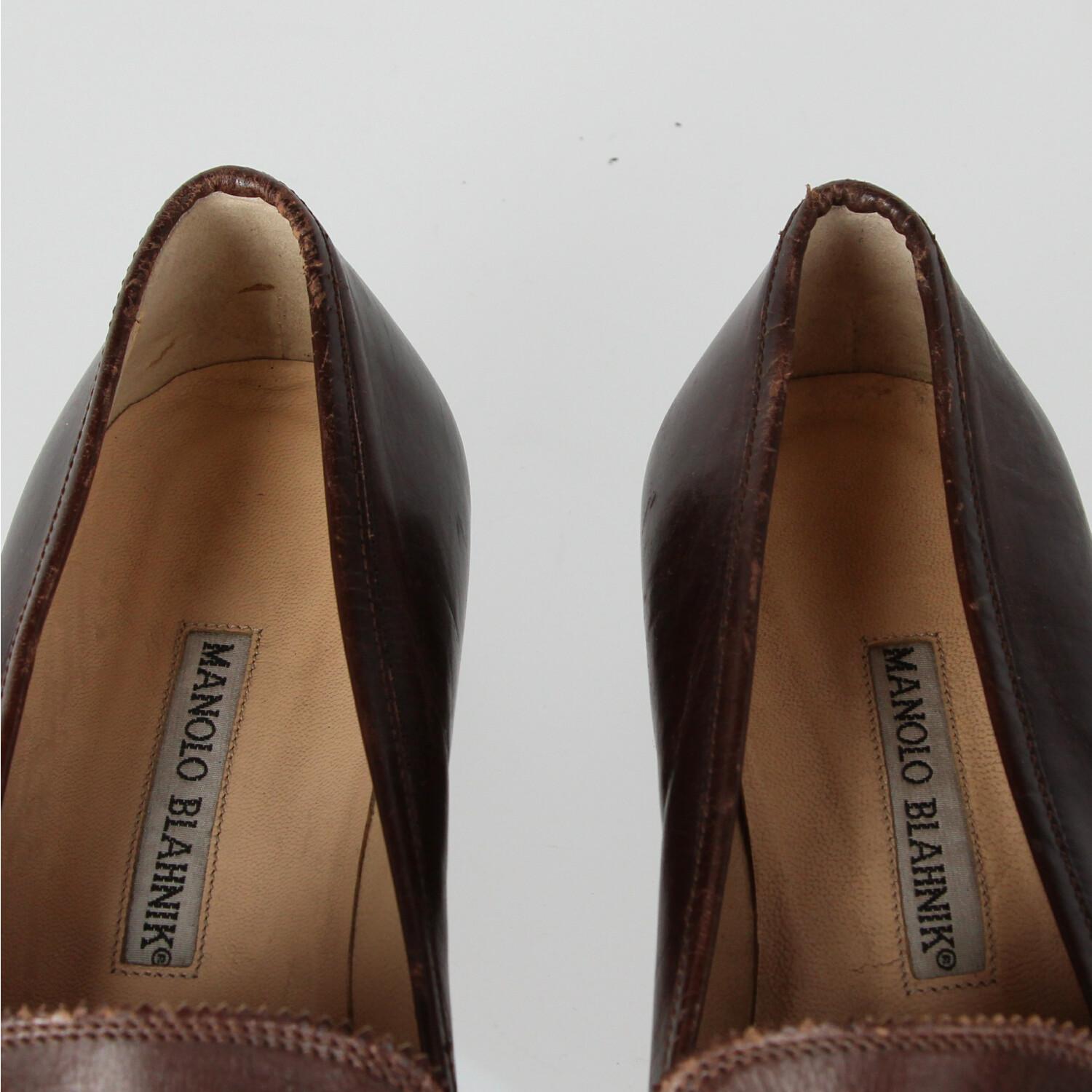 1990er Manolo Blahnik Braune Loafers aus Leder 4