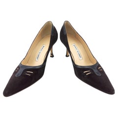1990 Manolo Blahnik Escarpins en daim Brown foncé