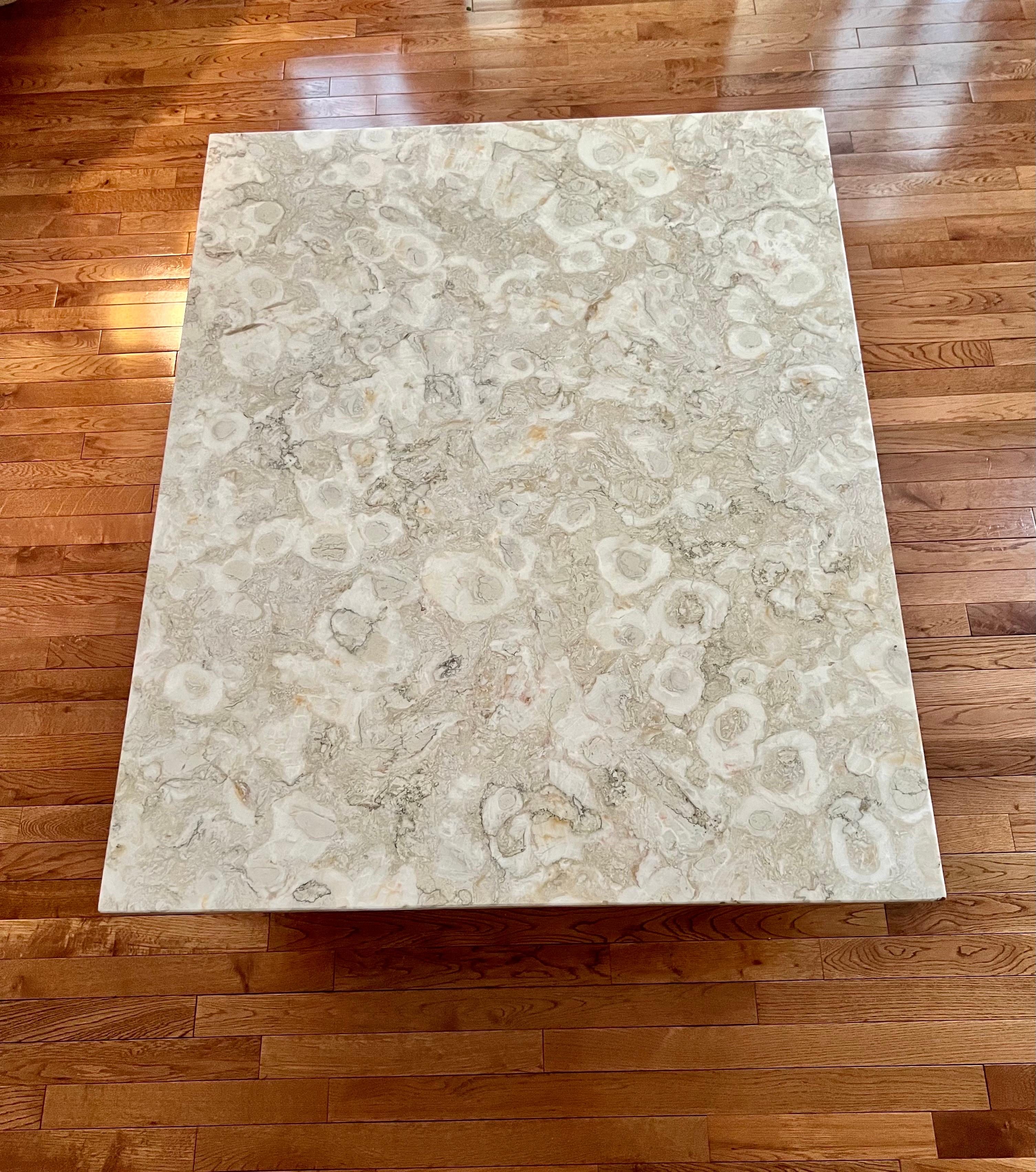 Vintage Modern Marble and Chrome Coffee Table In Good Condition For Sale In Doylestown, PA