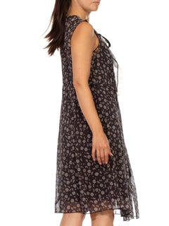 1990S MARC JACOBS Black Daisy Print Cotton Dress Grunge As/Is