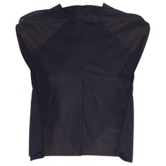 1990S MARGIELA Nylon Black Geometric Sheer Seamed Crop Top