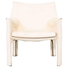 1990s Mario Bellini for Cassina Cab 414 Lounge Arm Chair in White Leather