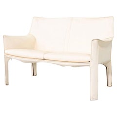 1990s Mario Bellini for Cassina Cab 414 Loveseat in White Leather