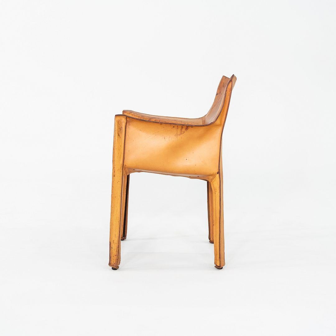 Mario Bellini per Cassina Cab Arm / Dining Chair del 1990 in pelle cognac In condizioni buone in vendita a Philadelphia, PA