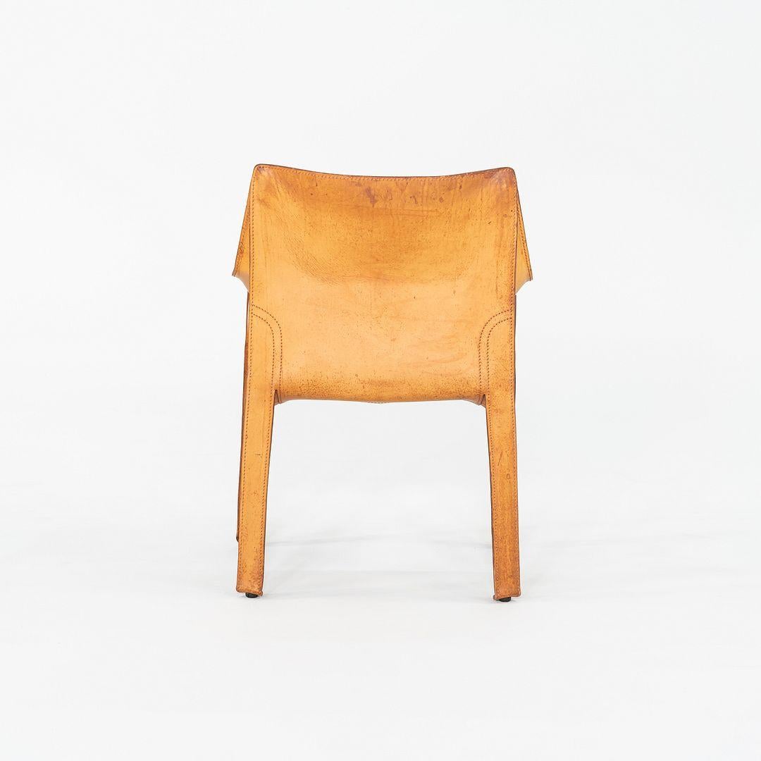 Acciaio Mario Bellini per Cassina Cab Arm / Dining Chair del 1990 in pelle cognac in vendita
