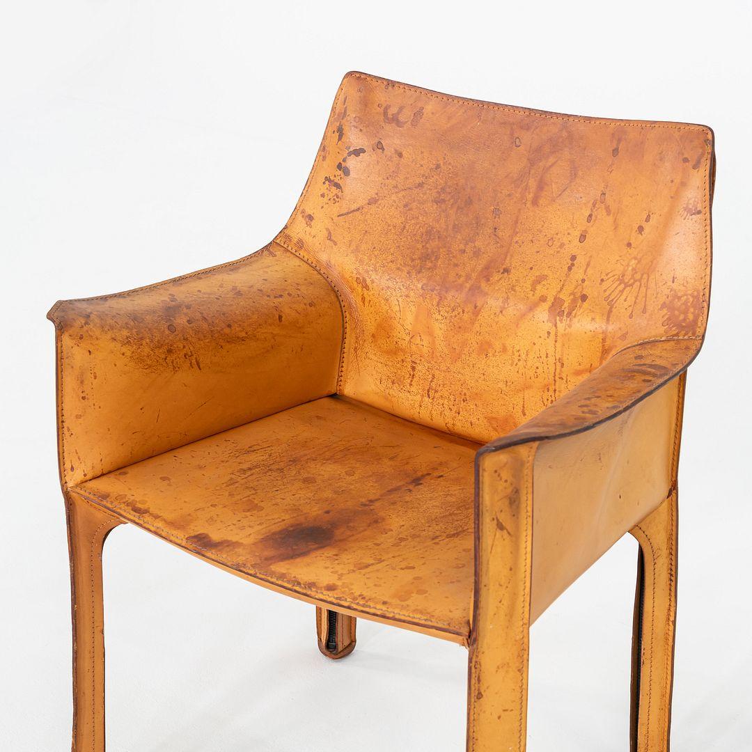 Mario Bellini per Cassina Cab Arm / Dining Chair del 1990 in pelle cognac in vendita 2