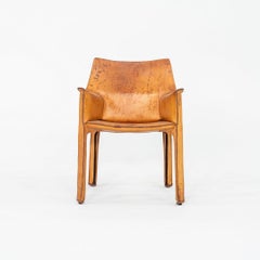 1990 Mario Bellini for Cassina Cab Arm / Dining Chair in Cognac Leather (Chaise à accoudoir / salle à manger en cuir cognac)