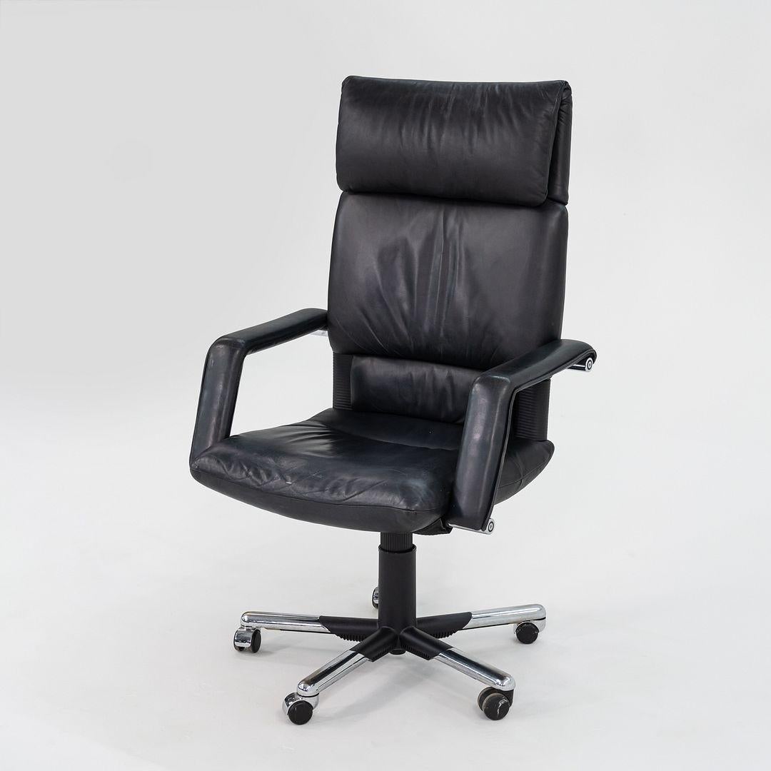 Moderne Années 1990 Mario Bellini for Vitra Imago High Back Desk Chair in Black Leather (Chaise de bureau à haut dossier en cuir noir) en vente
