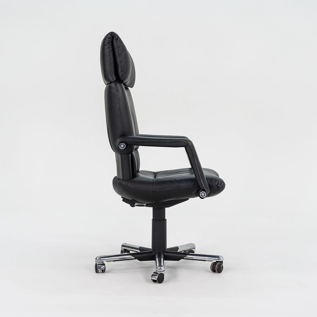 Allemand Années 1990 Mario Bellini for Vitra Imago High Back Desk Chair in Black Leather (Chaise de bureau à haut dossier en cuir noir) en vente