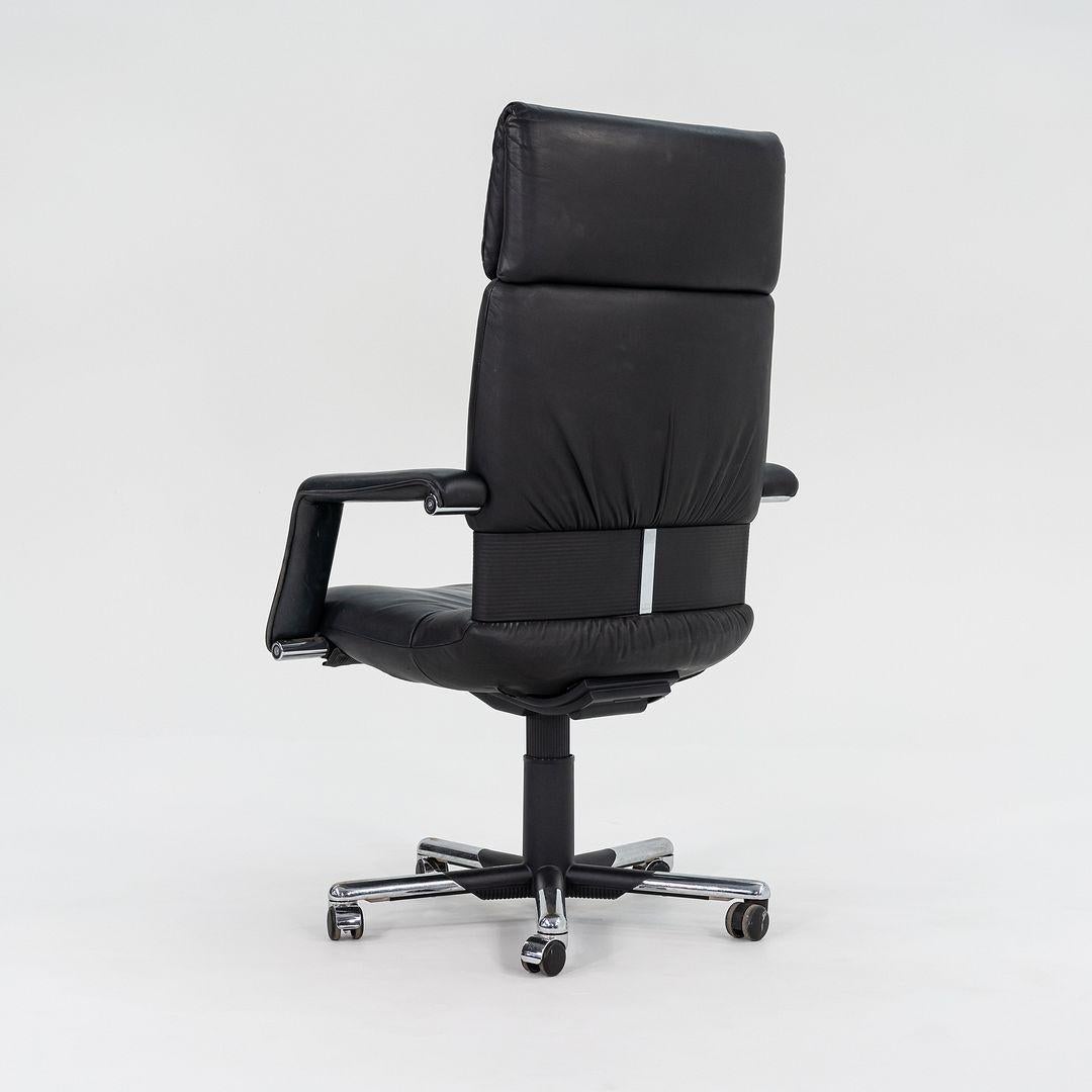 Aluminium Années 1990 Mario Bellini for Vitra Imago High Back Desk Chair in Black Leather (Chaise de bureau à haut dossier en cuir noir) en vente