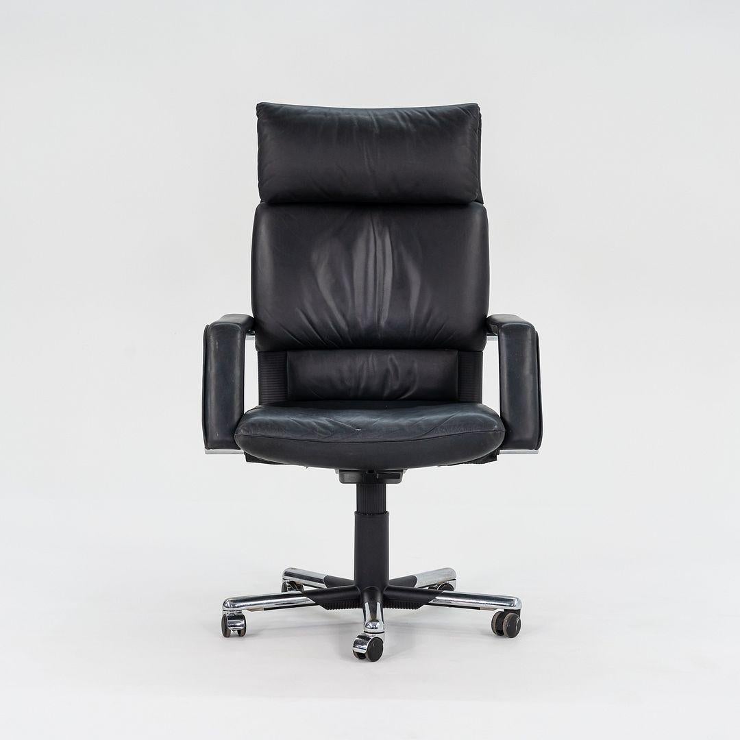 Années 1990 Mario Bellini for Vitra Imago High Back Desk Chair in Black Leather (Chaise de bureau à haut dossier en cuir noir) en vente